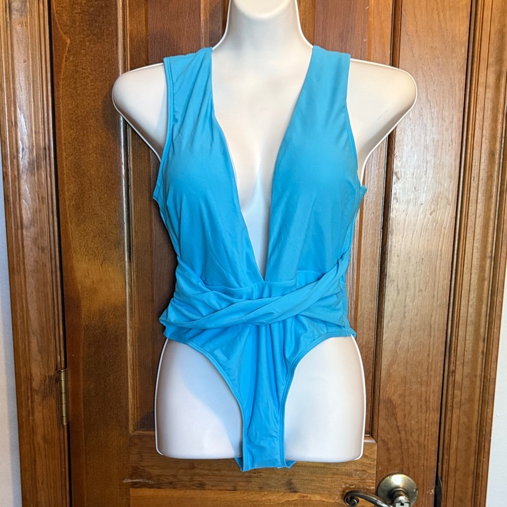Cupshe Blue Plunge One Piece Swimsuit